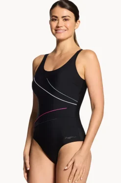 One Pieces^Zoggs Safari Leaf Macmaster Adjustable Scoopback One Piece Black/multi