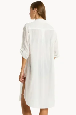 Overswim^Sea Level Salt Long Cover Up WHITE