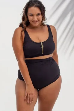 Bikini Tops^Artesands Sculpt Fuseli Zip Front Crop Black