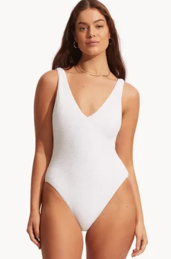 One Pieces^Seafolly Sea Dive Deep V Neck One Piece White