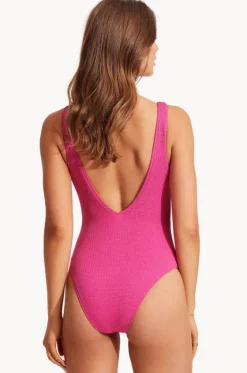 One Pieces^Seafolly Sea Dive Deep V Neck One Piece Fuchsia