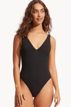 One Pieces^Seafolly Sea Dive Deep V Neck One Piece Black