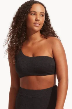 Bikini Tops^Seafolly Sea Dive One Shoulder Bandeau Black