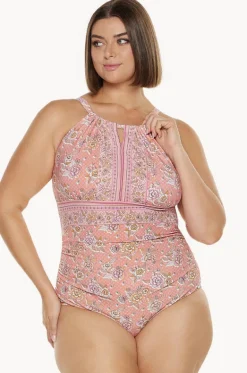 One Pieces^Capriosca Seychelles Keyhole High Neck One Piece Coral