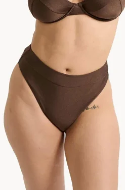 Bottoms^Raq Apparel Shimmer High Leg Brief Cola
