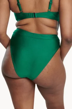 Bottoms^Raq Apparel Shimmer High Leg High Waist Pant Emerald