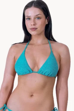 Bikini Tops^Base Swim Shimmer Slide Tri Emerald