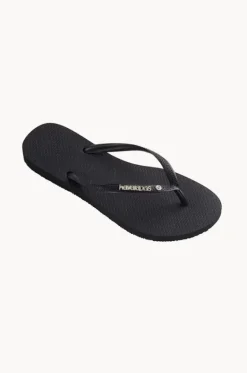 Footwear^Havaianas Slim Metal Logo Crystal Thong Black/black