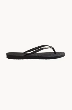 Footwear^Havaianas Slim Metal Logo Crystal Thong Black/black