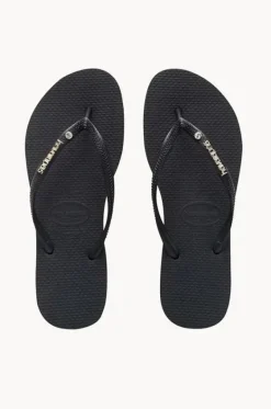 Footwear^Havaianas Slim Metal Logo Crystal Thong Black/black
