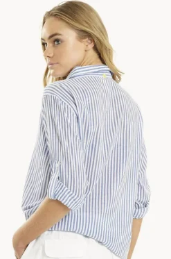Tops^Sunseeker Slouch Stripe Shirt Blue