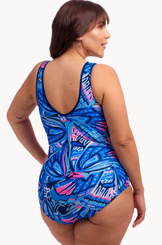 One Pieces^Funkita Soaring Hi DD/E Cup Zip Front One Piece Blue/pink