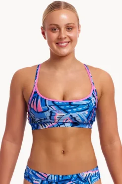 Bikini Tops^Funkita Soaring Hi Sports Top Blue/pink