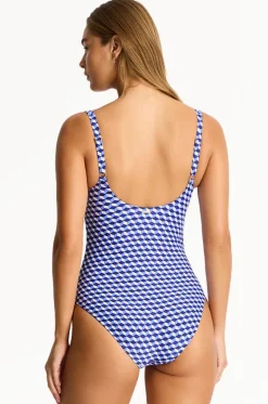 One Pieces^Sea Level Solara Scoop Back Panel Line One Piece Blue