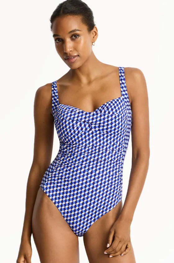 One Pieces^Sea Level Solara Twist Front One Piece Blue