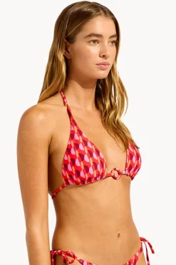 Bikini Tops^Seafolly Sorrento Reversible Longline Slide Tri Flame