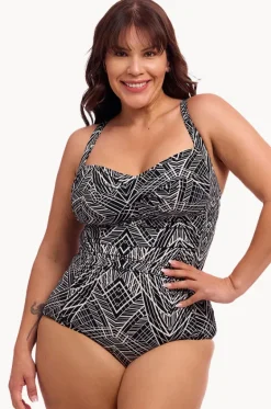 One Pieces^Funkita Space Signals DD/E Cup Twist Front One Piece Black/white
