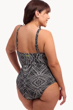 One Pieces^Funkita Space Signals DD/E Cup Twist Front One Piece Black/white