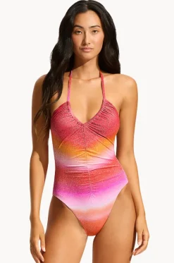 One Pieces^Seafolly Spectrum Drawstring V Neck One Piece Hot pink