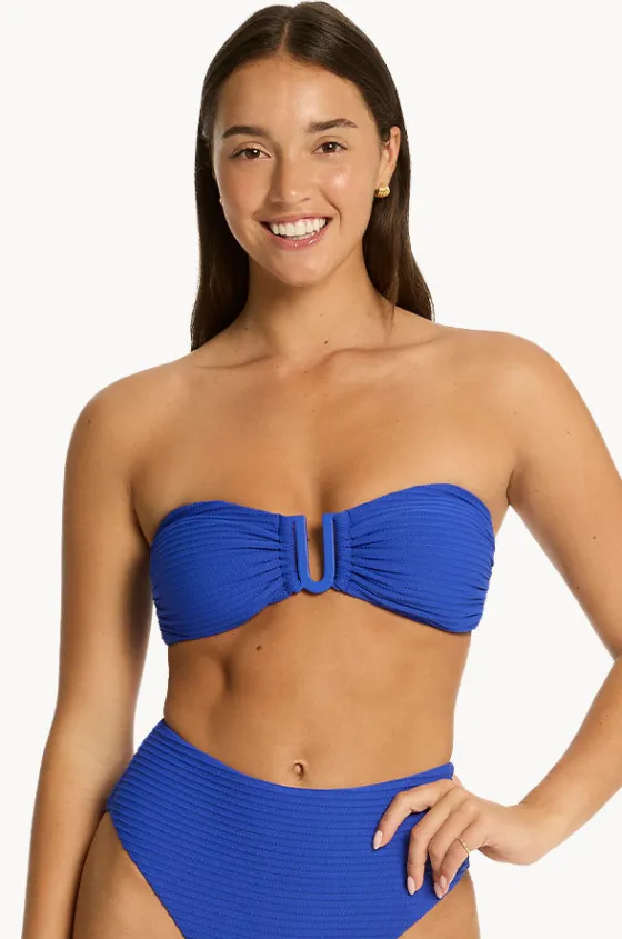 Bikini Tops^Sea Level Spinnaker U Bar Bandeau Cobalt