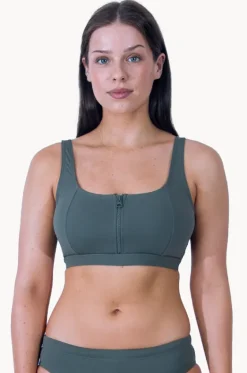 Bikini Tops^Base Swim Sports Multi Fit Crop Khaki