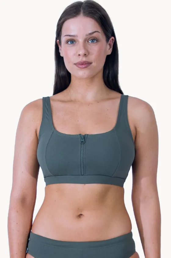 Bikini Tops^Base Swim Sports Multi Fit Crop Khaki