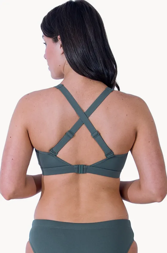 Bikini Tops^Base Swim Sports Multi Fit Crop Khaki