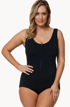 One Pieces^Funkita Still DD/E Zip Front One Piece BLACK