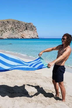 Towels|Towels^Dock And Bay Stripe Clubhouse Microfibre Towel Blue