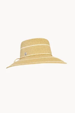 Headwear^Sundaise Stripe Down Brim Hat White/Natural