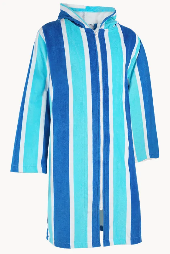 Towel Robes & Ponchos|Towel Robes & Ponchos^Back Beach Co Stripe Hooded Towelling Robe S/M Blue