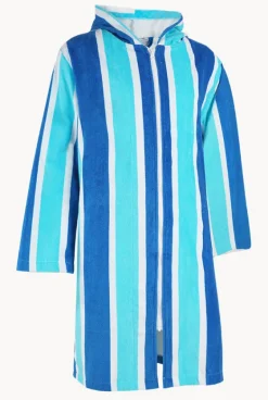 Towel Robes & Ponchos|Towel Robes & Ponchos^Back Beach Co Stripe Hooded Towelling Robe M/L Blue