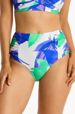 Bottoms^Sea Level Sublime Gathered High Waist Pant Cobalt