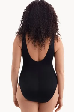 One Pieces^Longitude Summer Waves Long Torso Cross Over One Piece Black/Blue