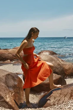Dresses^Sea Level Sunset Bandeau Dress Flame