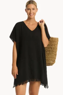 Overswim^Sea Level Sunset Kaftan Black