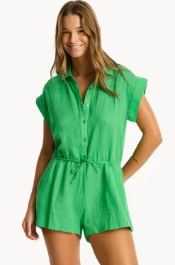 Playsuits^Sea Level Sunset Playsuit Kelly green