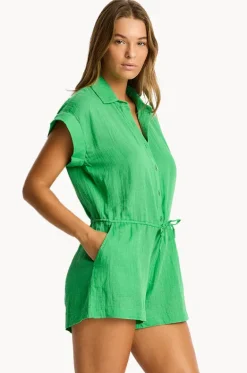 Playsuits^Sea Level Sunset Playsuit Kelly green