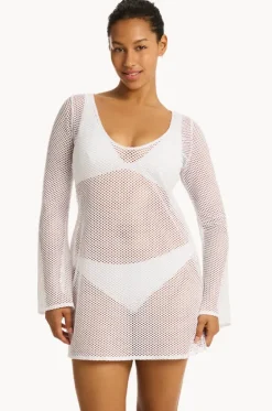 Overswim^Sea Level Surf Mesh Cover Up White