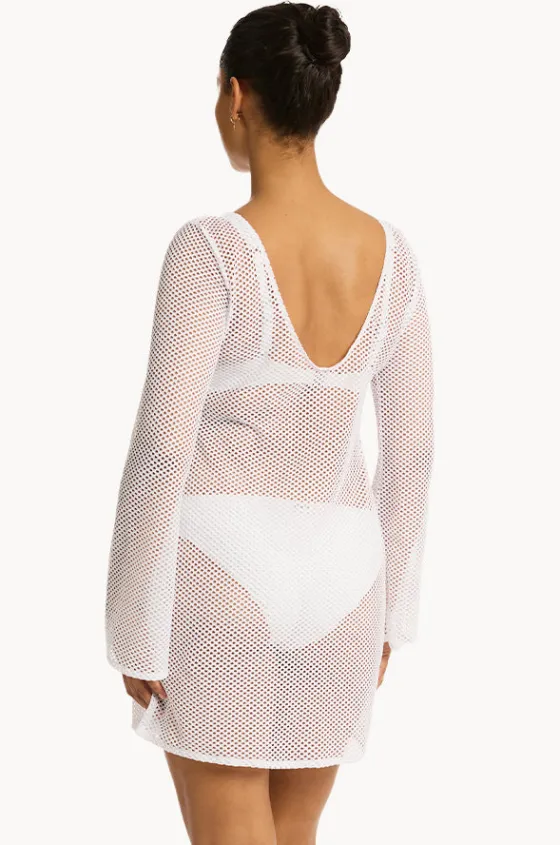 Overswim^Sea Level Surf Mesh Cover Up White