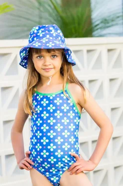 One Pieces^Babes In The Shade Teen Girls Clover One Piece Blue/white