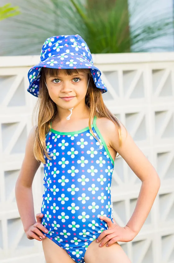 One Pieces^Babes In The Shade Teen Girls Clover One Piece Blue/white