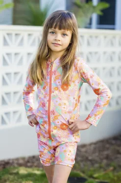 Rashies & Sunsuits^Babes In The Shade Teen Girls Sunny Girl Suntop Orange/pink