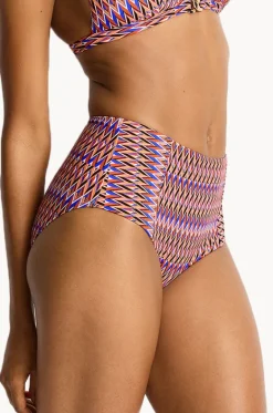 Bottoms^Sea Level Tessera Panelled High Waist Pant Blue