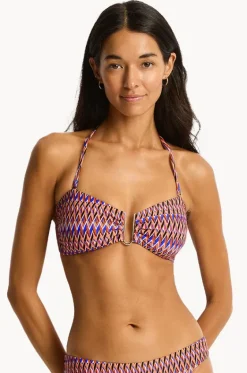 Bikini Tops^Sea Level Tessera U Bar Bandeau Blue