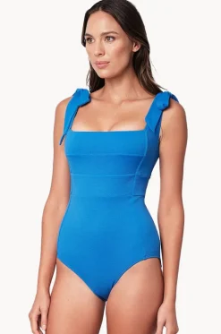 One Pieces^Une Piece Textured Classic Square Neck One Piece Sky