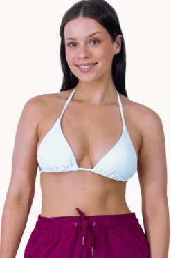 Bikini Tops^Base Swim Textured Slide Tri White