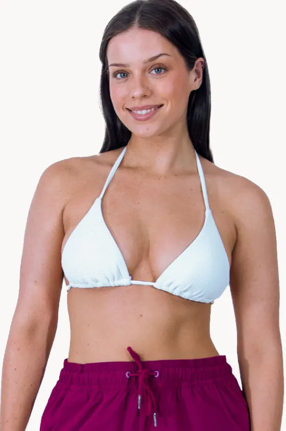 Bikini Tops^Base Swim Textured Slide Tri White