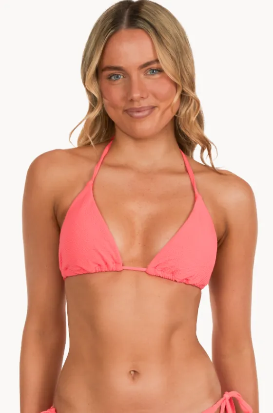 Bikini Tops^Base Swim Textured Slide Tri Bright coral