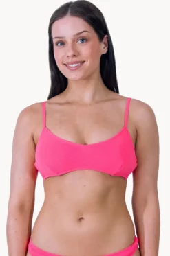 Bikini Tops^Base Swim Textured Tie Back Bralette Bright coral